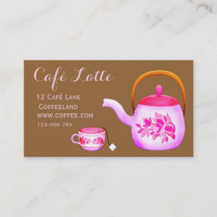 Retro cafe tea shop designer tea pot business card
