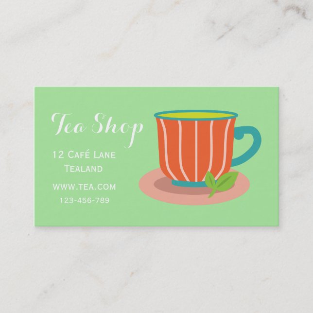 Retro cafe tea shop designer tea pot business card (Front)