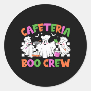 Retro Cafeteria Boo Crew Cafeteria Worker Classic Round Sticker