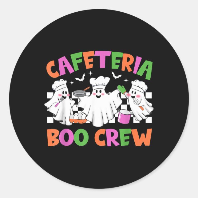 Retro Cafeteria Boo Crew Cafeteria Worker Classic Round Sticker (Front)