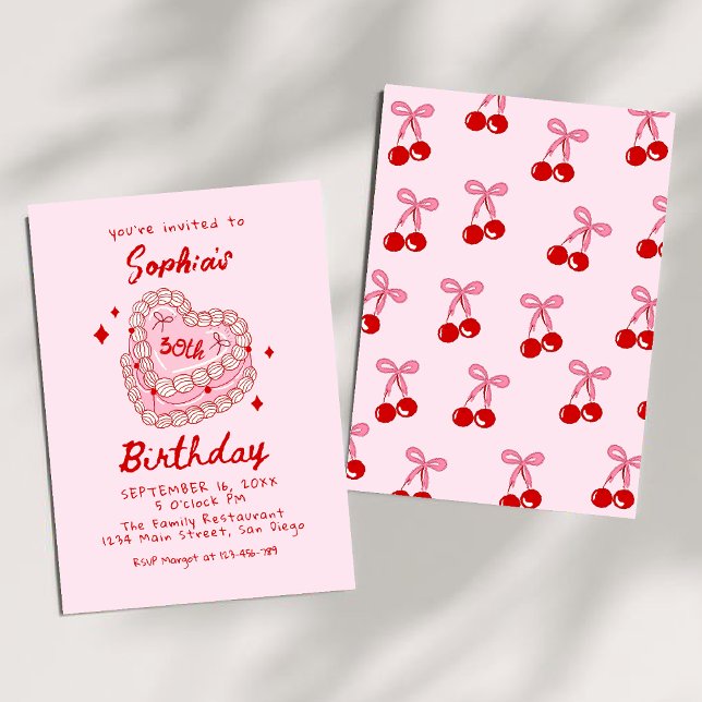 Retro Cake 30th Birthday Invitation (Creator Uploaded)