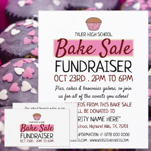 Retro Cake Design, Charity Bake Sale Event Advert Business Card