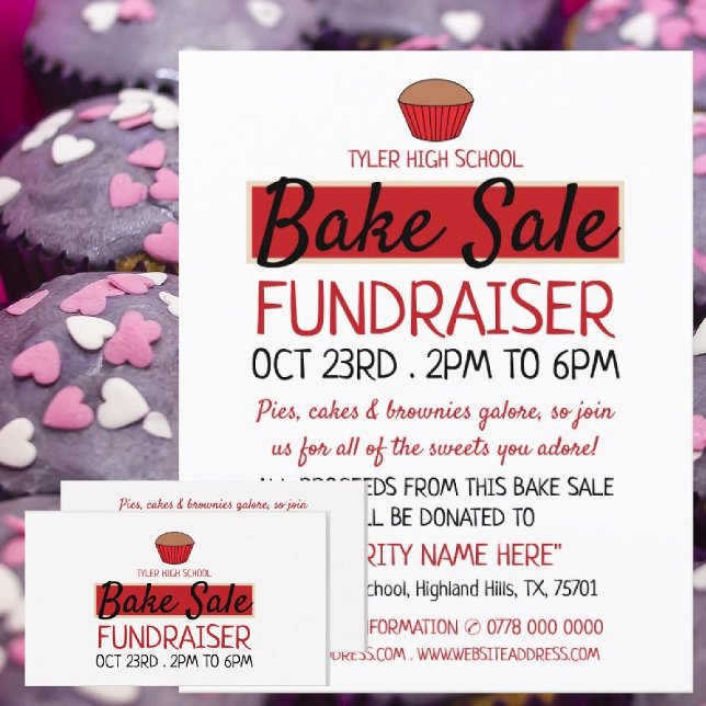 Retro Cake Design, Charity Bake Sale Event Advert Flyer (Creator Uploaded)