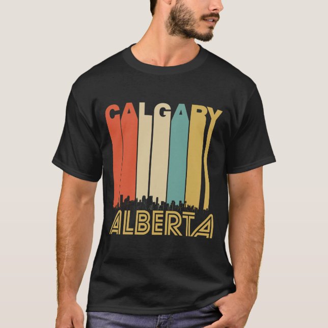 Retro Calgary Alberta Canada Skyline T-Shirt (Front)
