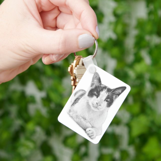 Retro Calico Halftone Key Ring (Hand)