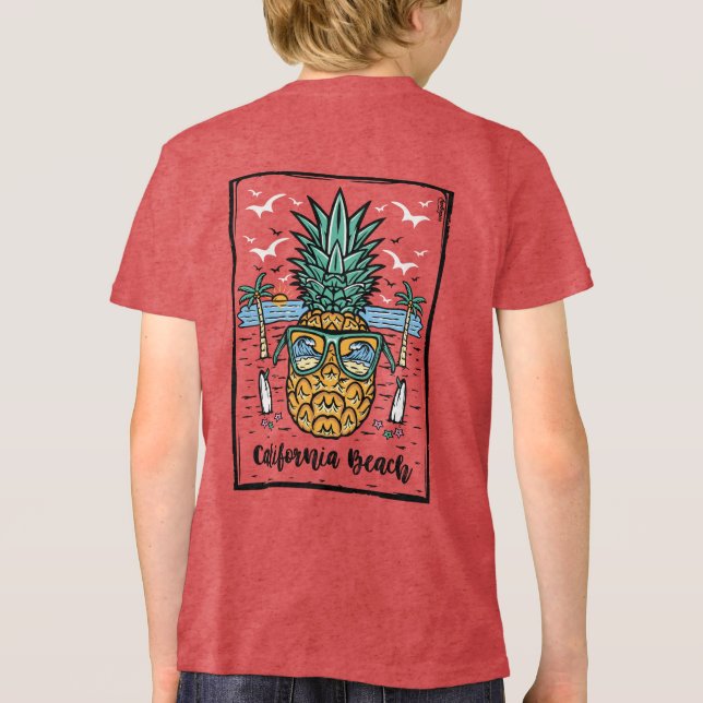 Retro California Beach both sides. Tri-Blend Shirt (Back)
