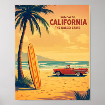 Retro California Beach Poster