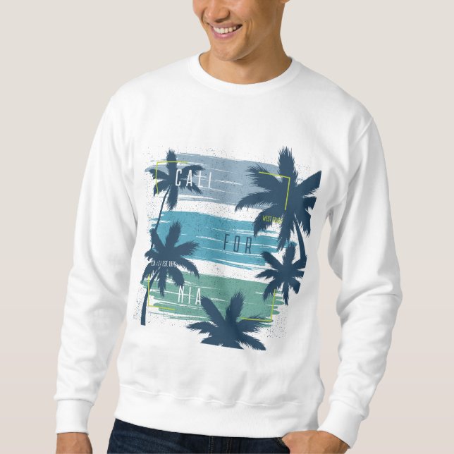 Retro California Palm Tree– Beach Sunset Aesthetic Sweatshirt (Front)