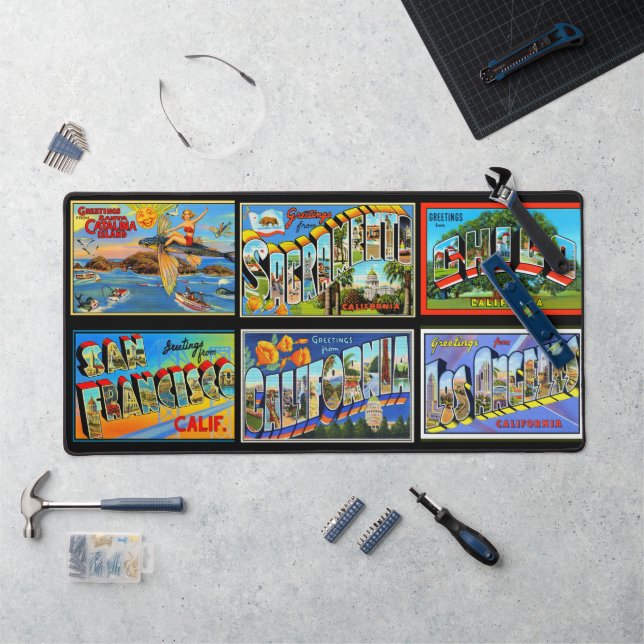 Retro California Postcards Desk Mats (Workstation)
