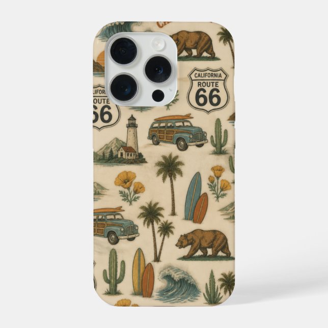 Retro California Route 66 Coastal Escape iPhone Case (Back)