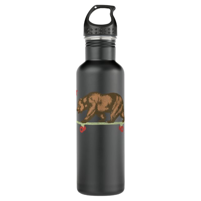 Retro California Skateboard Bear Skating Skate Sta 710 Ml Water Bottle (Front)