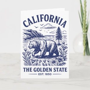 Retro California State Shirt Est 1850 Golden Coast Card