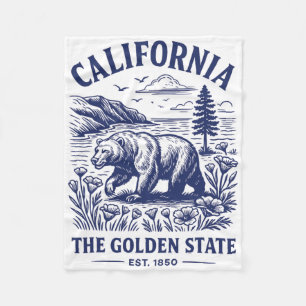 Retro California State Shirt Est 1850 Golden Coast Fleece Blanket
