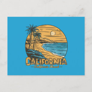 Retro California Sunset Beach Scene Holiday Postcard