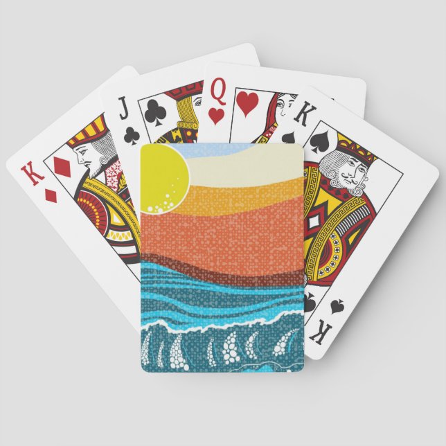 Retro California Sunset Playing Cards (Back)