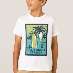 Retro California Surfboards Art – Summer Coastline T-Shirt