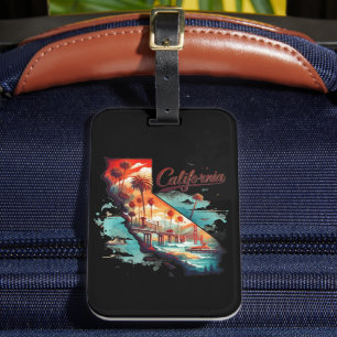 Retro California USA Map Travel Souvenir Luggage Tag
