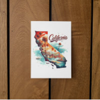 Retro California USA Map Travel Souvenir