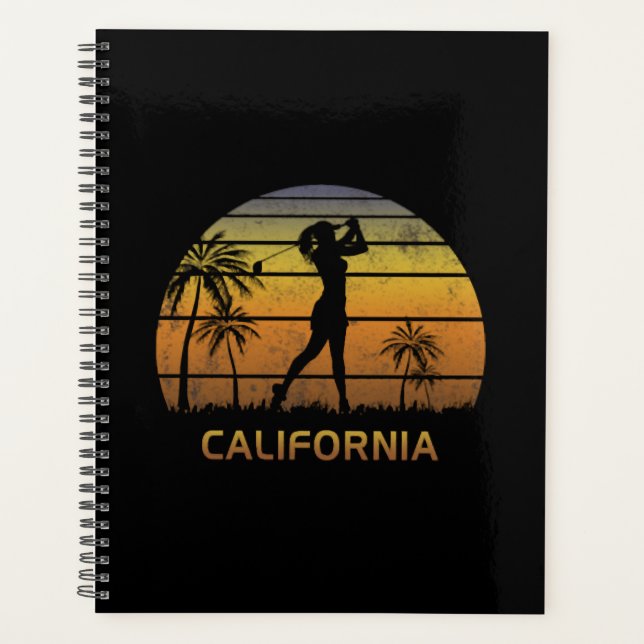 Retro California Women's Golf Golfing Fan Golfer Planner (Front)