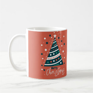 Retro calligraphy minimalist Merry Christmas tree Coffee Mug