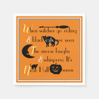 Retro Calligraphy Traditional Halloween Poem Napkin