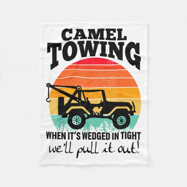 Retro Camel Towing Sarcastic Quotes Life Without M Fleece Blanket (Front)
