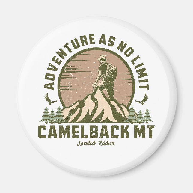 Retro Camelback Mountain Hike Sunset T-Shirt Magnet (Front)