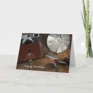 Retro Camera Equipment for Birthday Card