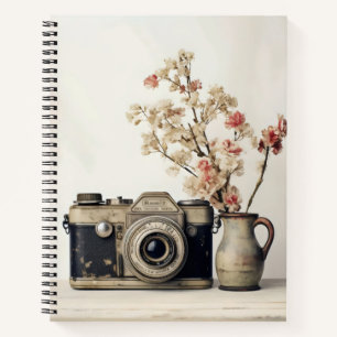 Retro Camera Flowers Notebook