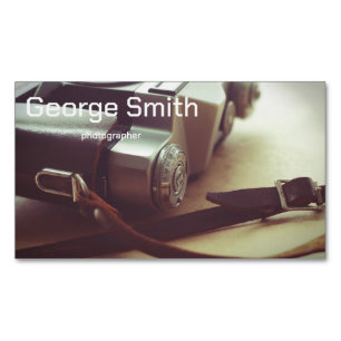 Retro camera magnetic business card