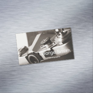 Retro camera magnetic business card