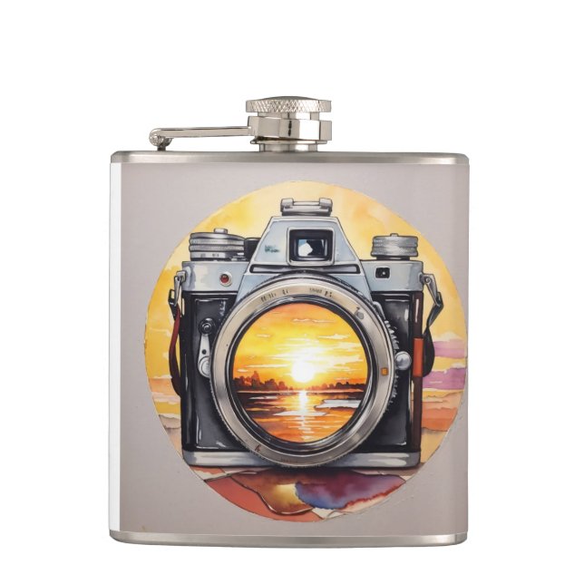 Retro Camera on Your Pocket #3 Hip Flask (Front)