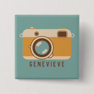Retro Camera Personalised Pin or Button
