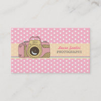 Retro Camera Photography Polka Dot Business Cards
