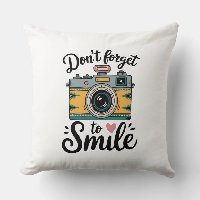 Retro Camera Smile  Cushion (Front)
