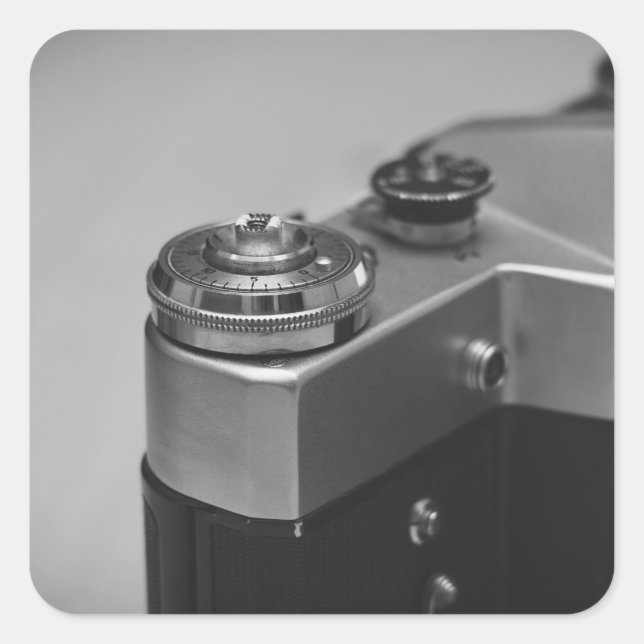 Retro camera square sticker (Front)