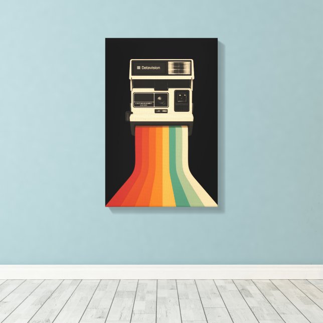 Retro Camera with Rainbow Print (Insitu(Wood Floor))