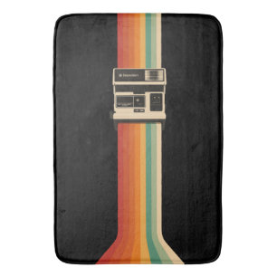 Retro Camera with Rainbow Print Bath Mat