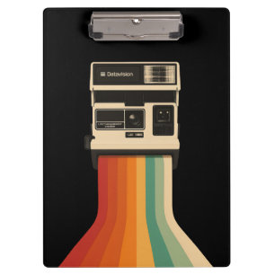 Retro Camera with Rainbow Print Clipboard