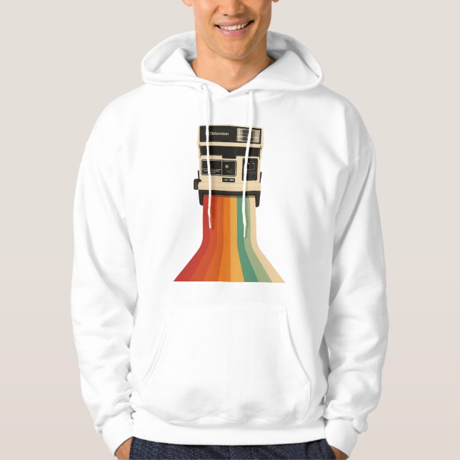 Retro Camera with Rainbow Print Hoodie (Front)