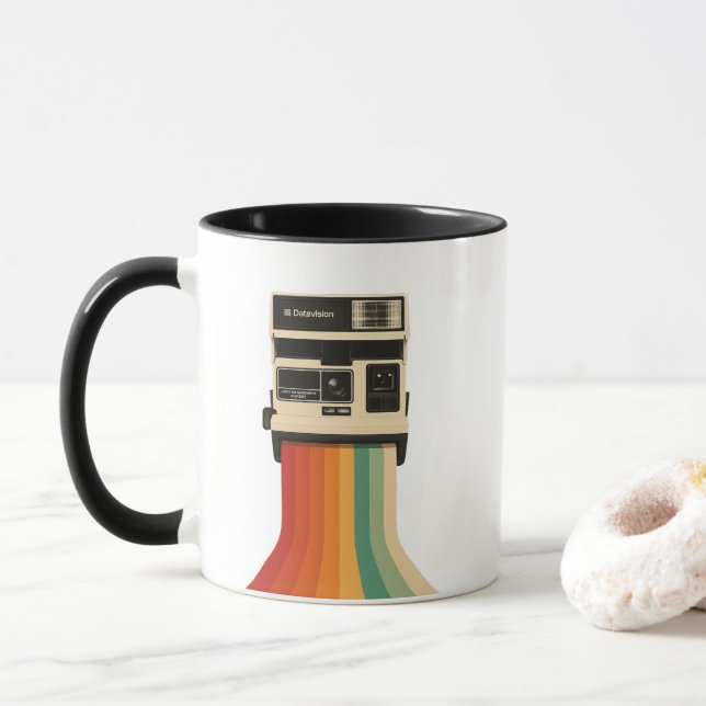 Retro Camera with Rainbow Print Mug (With Donut)
