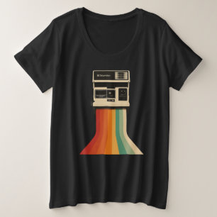 Retro Camera with Rainbow Print Plus Size T-Shirt