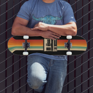 Retro Camera with Rainbow Print Skateboard