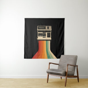 Retro Camera with Rainbow Print Tapestry