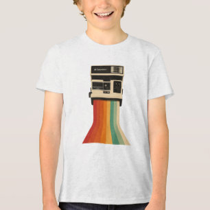 Retro Camera with Rainbow Print Tri-Blend Shirt