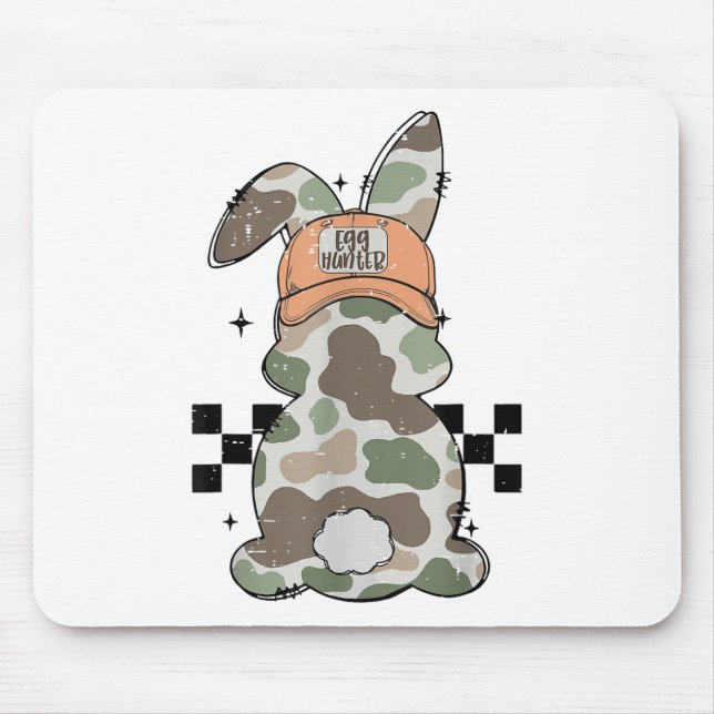 Retro Camo Bunny Egg Hunter Funny Easter Day Toddl Mouse Pad (Front)