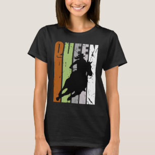 Retro Camo Cowgirl Queen Rodeo Women Barrel Racer T-Shirt