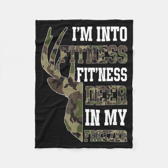 Retro Camo Deer Hunting Funny Wildlife Hunter Men  Fleece Blanket (Front)