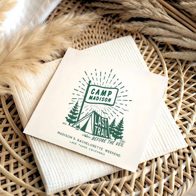 Retro Camp Bachelorette Girls Camping Weekend Napkin (Creator Uploaded)