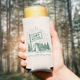 Retro Camp Bachelorette Girls Camping Weekend Seltzer Can Cooler